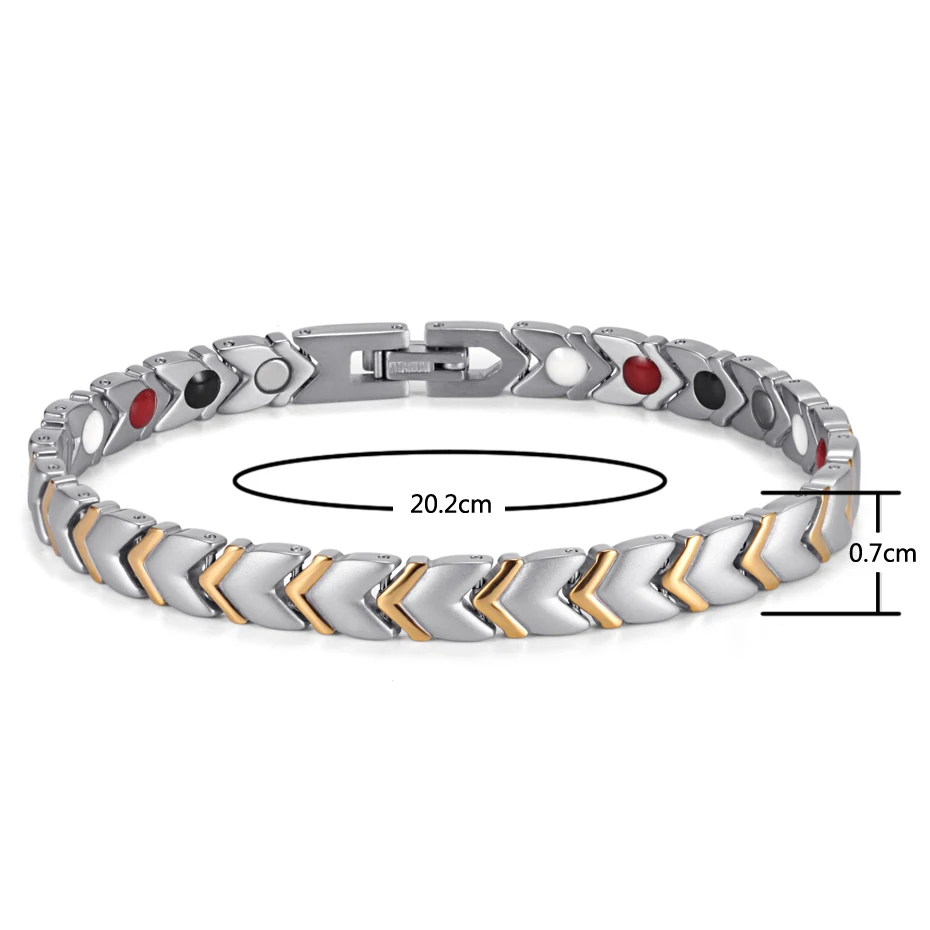 Rainso Fashion Titanium Healthy Power Bracelet Bangle For Women Jewelry With 4 Elements Magnetic Wristbands Couples Accessories