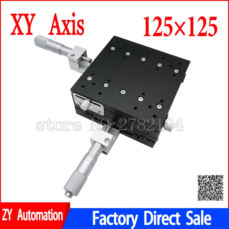 Axis 125*125 mm Estação de Aparamento Plataforma Deslocamento Manual Estágio Linear Mesa Deslizante Xy125-l Ly125-r Xy125-cm Cruz Ferroviário xy