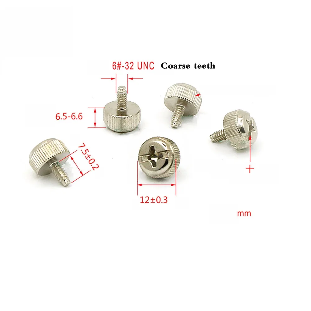 5/10/20Pcs 6-32*7.5 American Standard Thumb Screw Thread Teeth Computer PC Case Toolless Adjustment Screw Nickel Plated