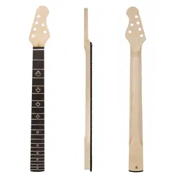 Kmise Electric Guitar Neck Canada Maple 22 Frets HPL Fingerboard Maple Leaf Inlay Dots Bolt on C Shape Clear Satin