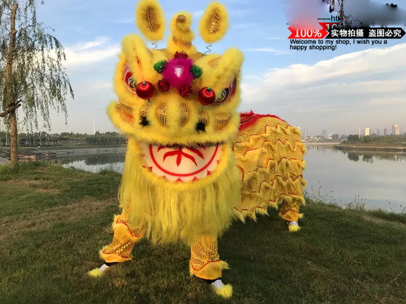 Costume de danse du Lion chinois, costume de cosplay traditionnel de fête scolaire, costumes de lion de taille adulte