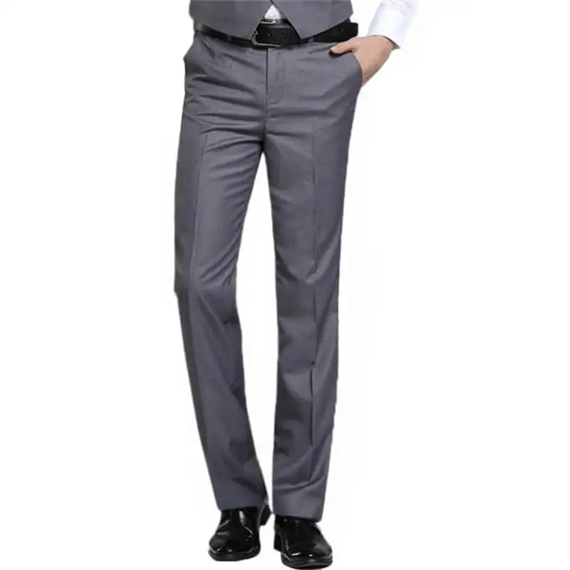 

2019 New Korean version of the Straight trousers Male Business Drape Free Ironing Suit pants British Gray Long pants Size 27-37