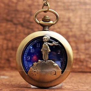 Звездное небо Маленький принц полые кварцевые карманные часы ожерелье бронзовая цепочка антикварные Подвески милый 3D мультфильм комикс детские подарки