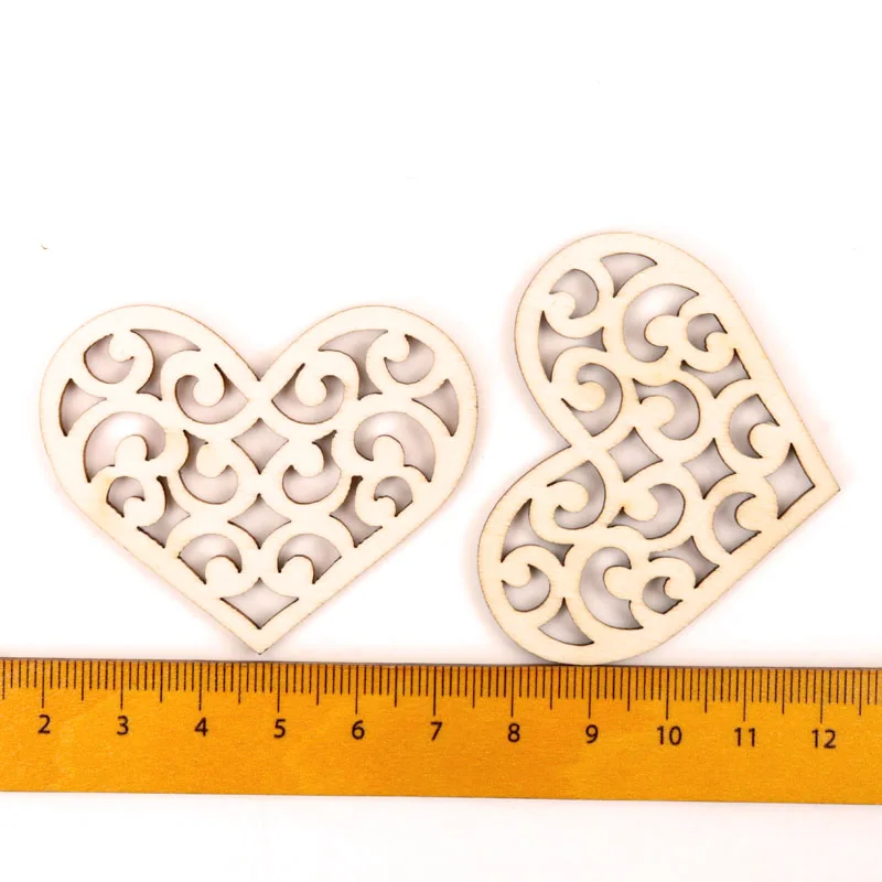 Lovely Heart Pattern Wooden Scrapbooking Collection Craft Handmade DIY Accessory Home Decoration 48-56mm 10pcs