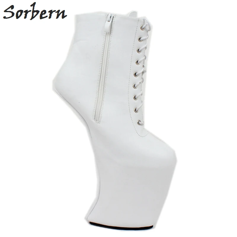 Sorbern Ankle Boots For Women Heelless Lady Gaga Shoes Unisex Heeled Booties Platform Drag Queen Shoes Thick Heels Crossdresser