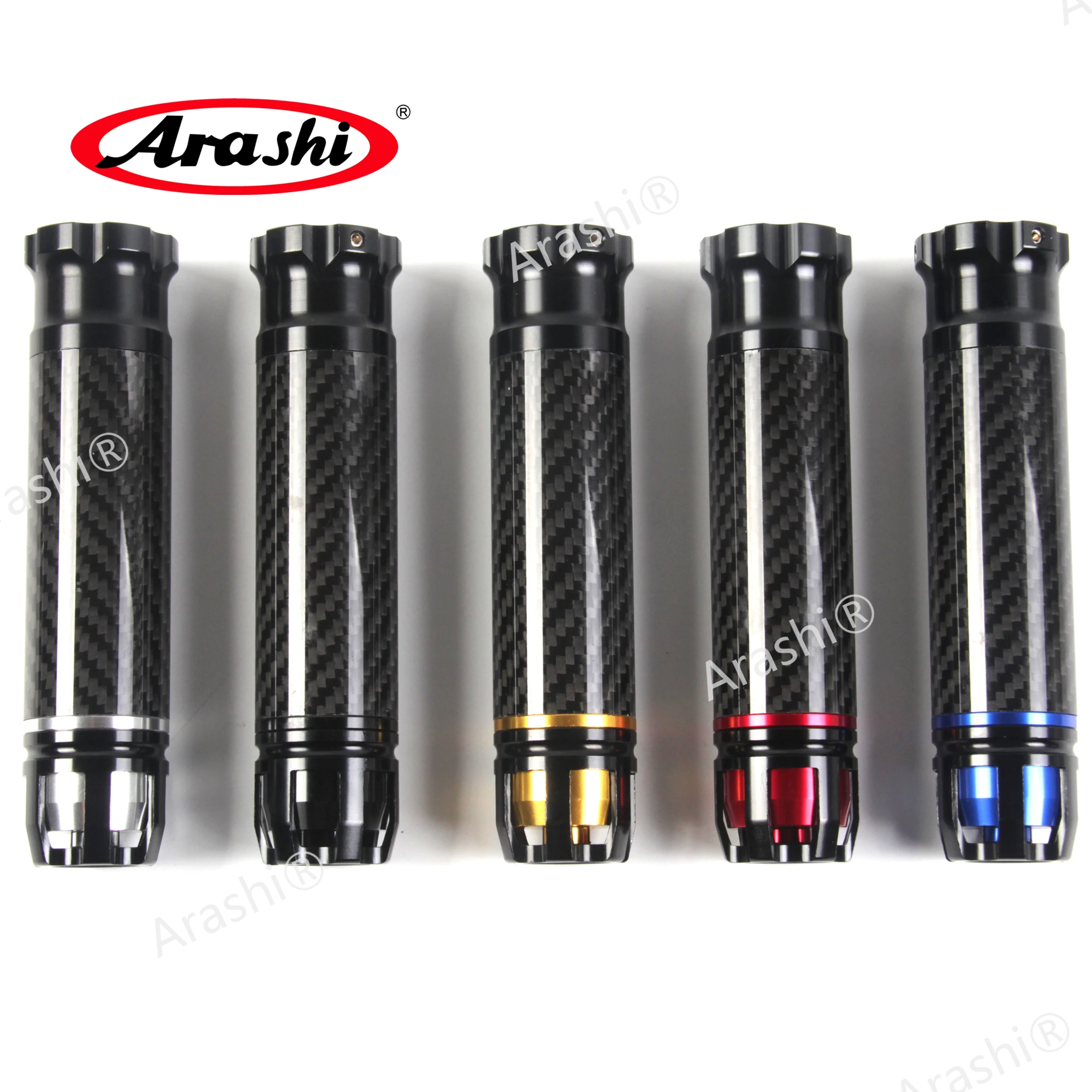 Arashi 22mm Handlebar Grips Carbon Fiber Handle Grip Universal Accessories For KAWASAKI Z800 Z900 Z1000 ZX6R ZX10R ZX14R Z750