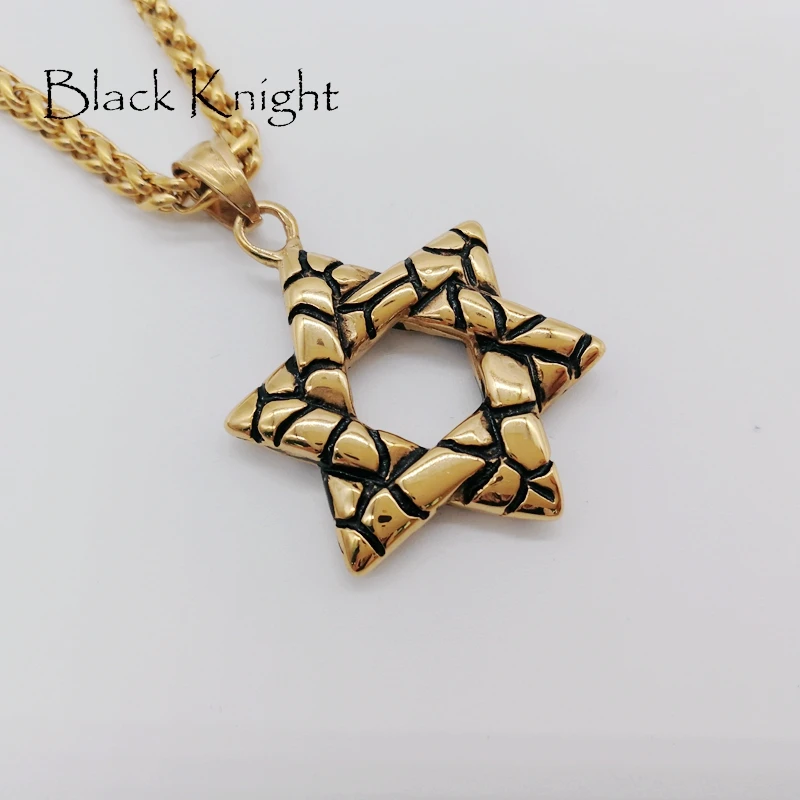 Black Knight Hexagram david star pendant necklace stainless steelTantrism megan jewish star necklace fashion jewelry BLKN0611