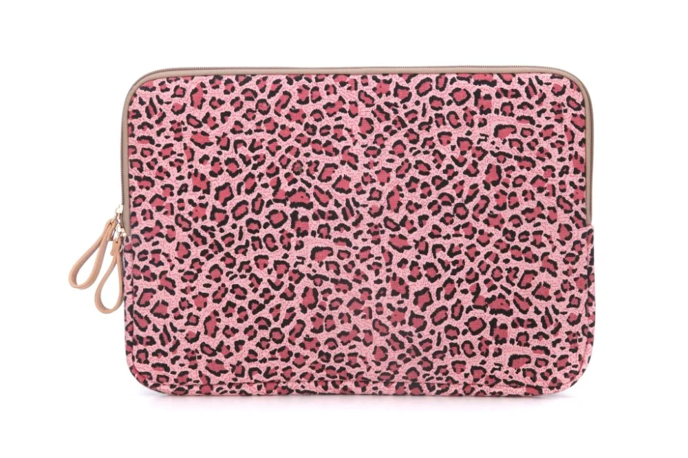 Lisen Leopard's Spot Canvas Fabric Laptop Sleeve Notebook Zipper Inner Pouch Carry Bag for Dell Hp Lenovo Sony Toshiba Acer Asus