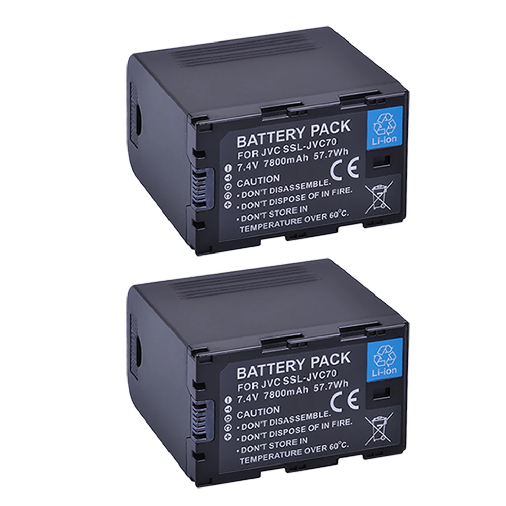 2Pcs SSL-JVC70 SSLJVC75 SSL-JVC50 JVC70 Battery 7800MaH with USB Output for JVC GY-HM600, GY-HM650, GY-HMQ10, GY-LS300