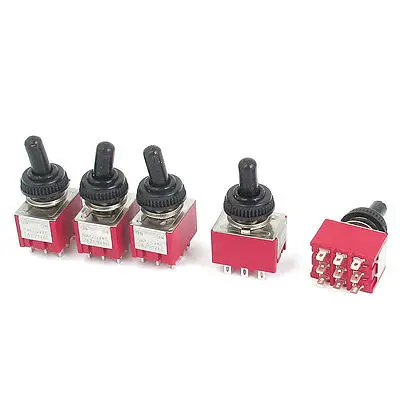 AC 125V 5A AC250V 2A 9 Terminal 2 Position(On/On) Self-locking Mini Toggle Switch Red 5pcs