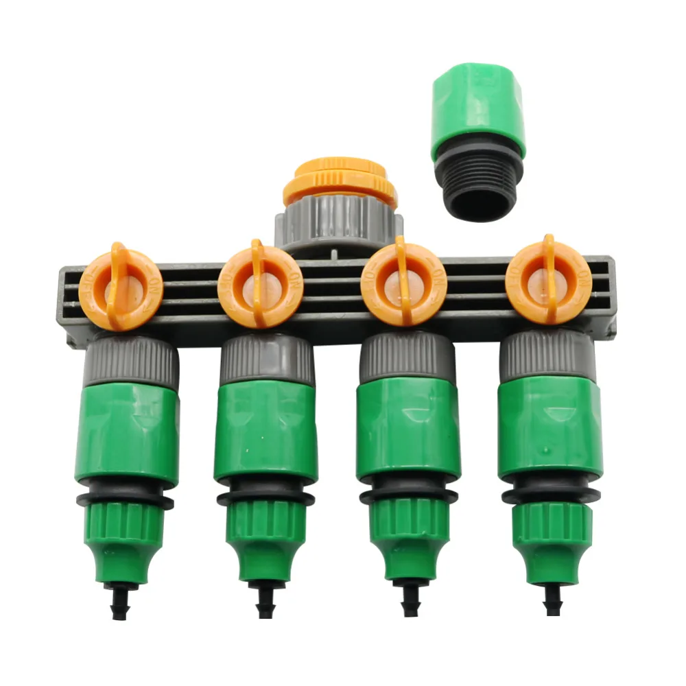 

4 Way Garden Water Tap Adaptor Hose Splitter Quick Connectors Garden Watering Irrigation Supplies 1/4 or 3/8 Inch Hose Connector