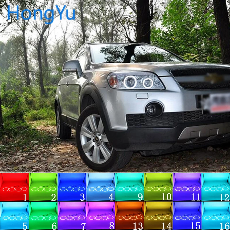 Headlight Multi-color RGB LED Angel Eyes  Ring Eye DRL RF Remote Control for CHEVROLET CAPTIVA S3X 2006 - 2011 Accessories