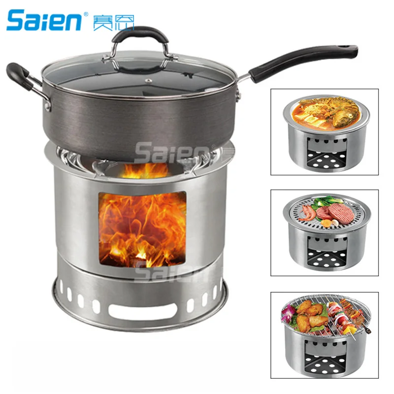 

Camping Stove/Backpacking Stove Potable Stainless Steel Wood Burning Stove Picnic BBQ Camping