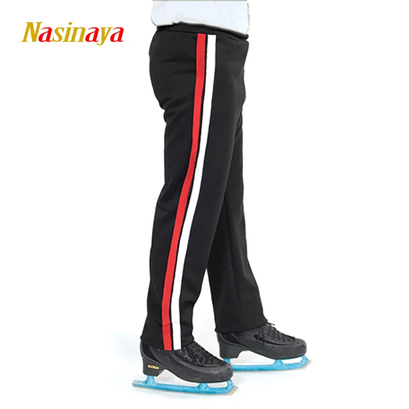 Figure Skating Suit Pants Training Clothes Adult Men'S Black Fleece Solid Color Pants Warm Nylon Spandex