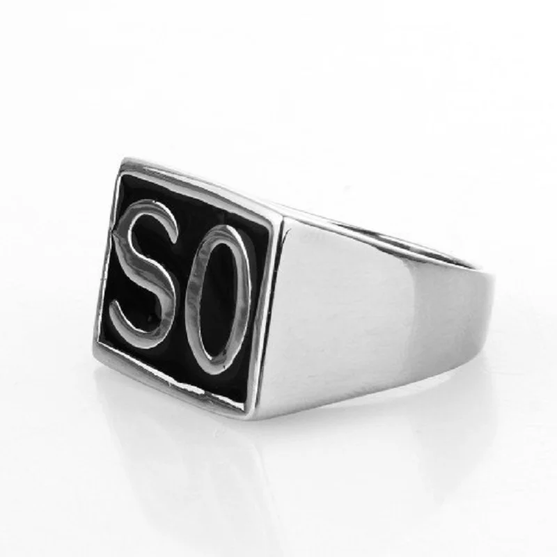 SO Men\'s Gothic Biker SONS Ring Signet 316L Stainless Steel Silver color Tone Men\'s Jewelry