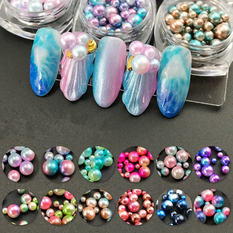 3-8mm Multicolor bez otworu imitacje pereł okrągłe luźne koraliki odzieży Handmade DIY akcesoria do tworzenia biżuterii