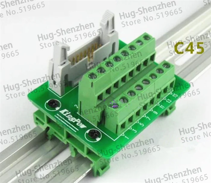 Imagem -02 - Idc Pin Breakout Board Adaptador Conector Macho para 16 p Bloco Terminal Terminais de Montagem em Trilho Din Plc Relé -- Peças Lote Idc16p 16