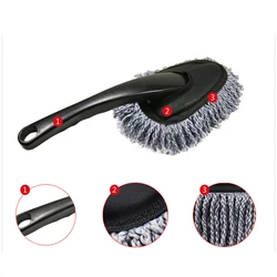 Brosse de lavage de voiture en microcarence grise, éponges, époussettes et brosses, outil de dépoussiérage, plumeau, balai à poussière, maison, livres