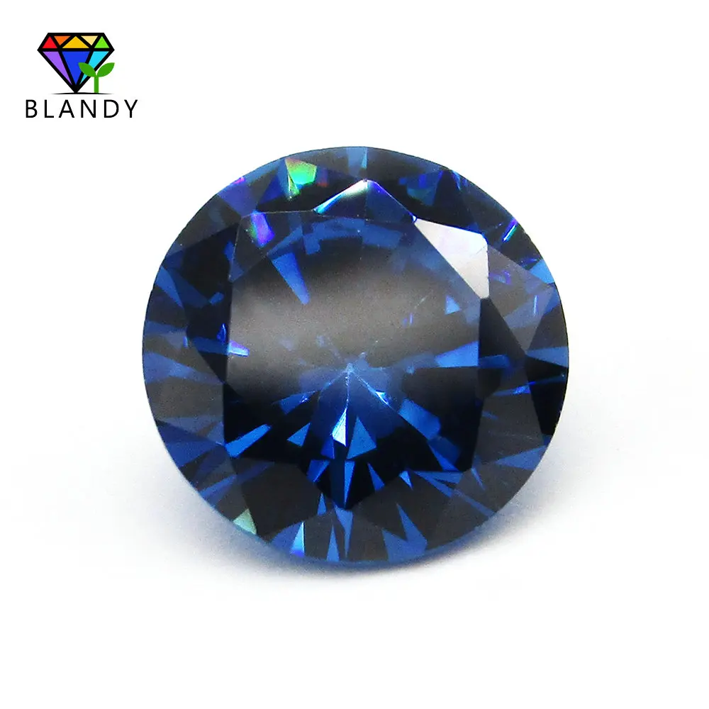 Free Shipping 1000pcs/lot 5A 1.0-2.5mm Round Shape Blue CZ Stone Machine Cut Borland Cubic Zirconia Stone Synthetic Gems