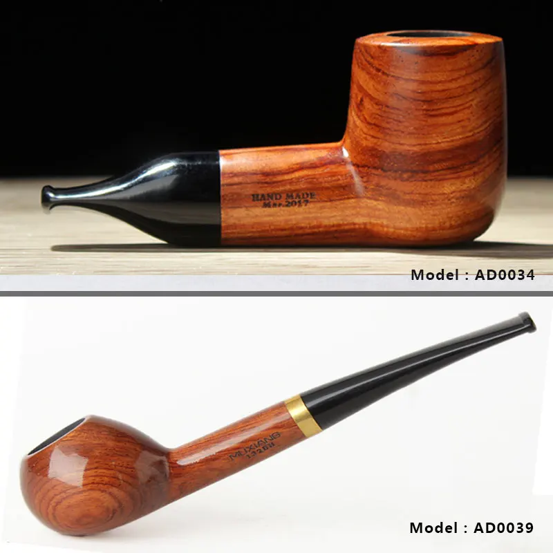 MUXIANG 12 Types Free 10 Pipe Tools Straight kevazingo wood Tobacco Pipe Handmade churchwarden Smoking Pipe China ad0001-ad0050