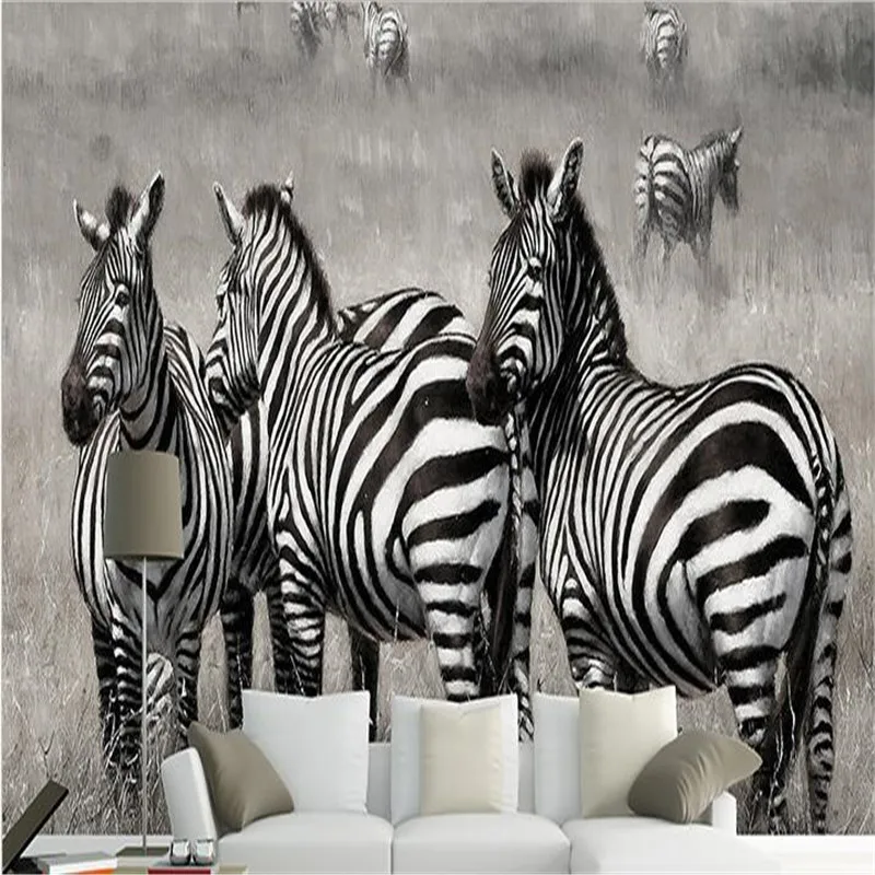 beibehang Customize 3d photo wallpaper European simple zebra photographs television living room sofa wall mural wallpaper