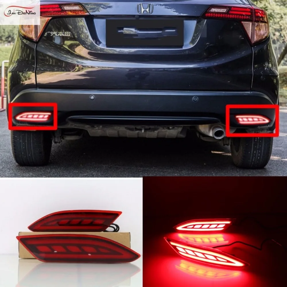 JanDeNing LED Rear Bumper Reflector Lights Brake Driving Lights Warning  DRL  For HONDA Vezel HRV 2015-2016