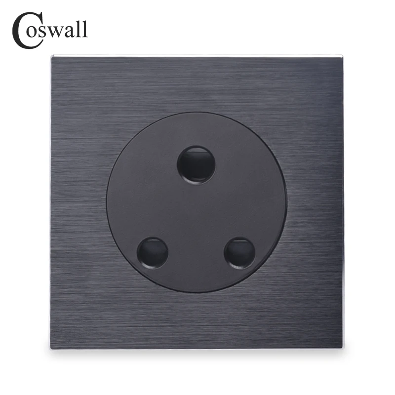 

Coswall Luxurious Black Aluminum Panel 15A UK / South Arican Wall Power Socket Outlet Grounded With Child Protective Lock