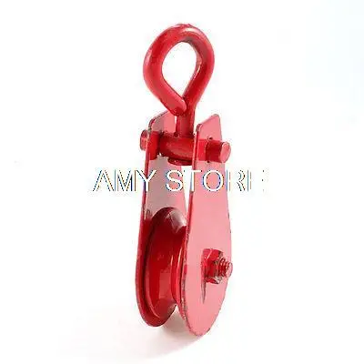 

0.2 Ton Red 48mm Dia Single Sheave Swivel Eye Rope Pulley Tackle Rigging