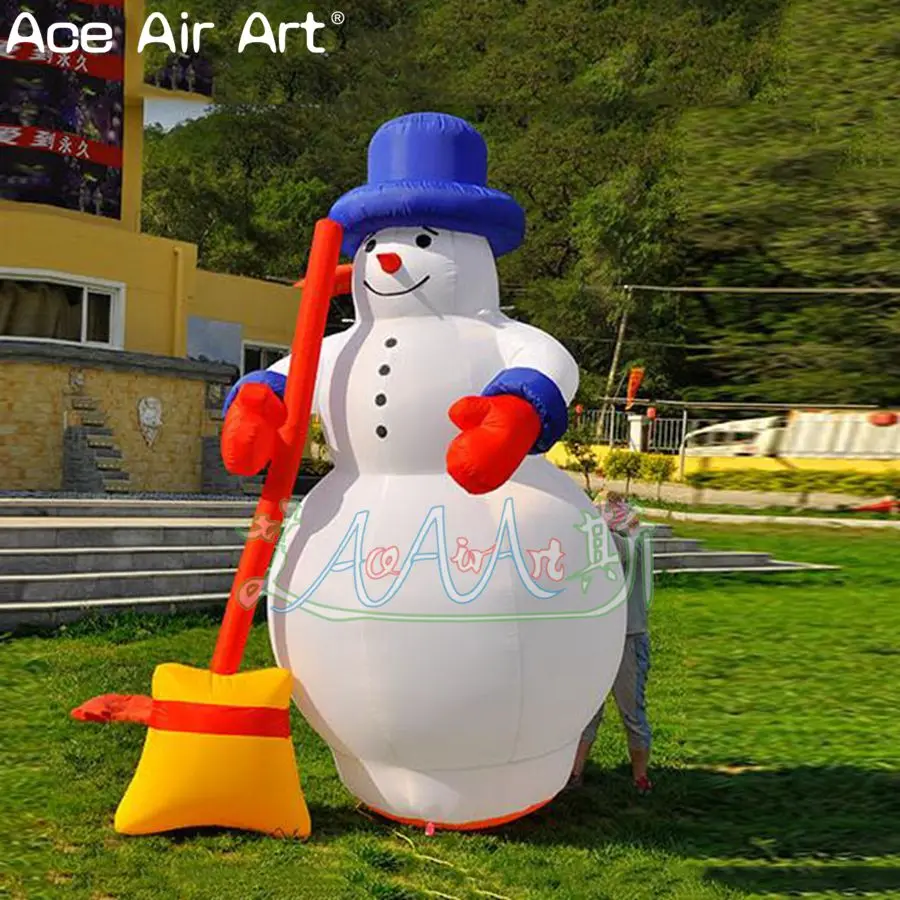 High Quality Inflatable Snowy Christmas Snowman Air Snowman with a Besom/Broom for Yard Decor