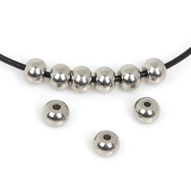 5 6 7 8 10mm Tone Stainless Steel Spacer Beads European ring Bead Fitting DIY Charm Bracelet For Men and Women Jewelry