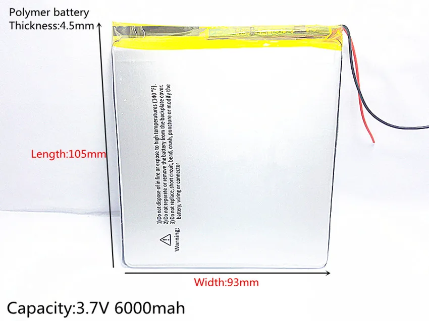 Free shipping 3.7 V 6000 mah tablet battery brand tablet gm lithium polymer battery 4593105