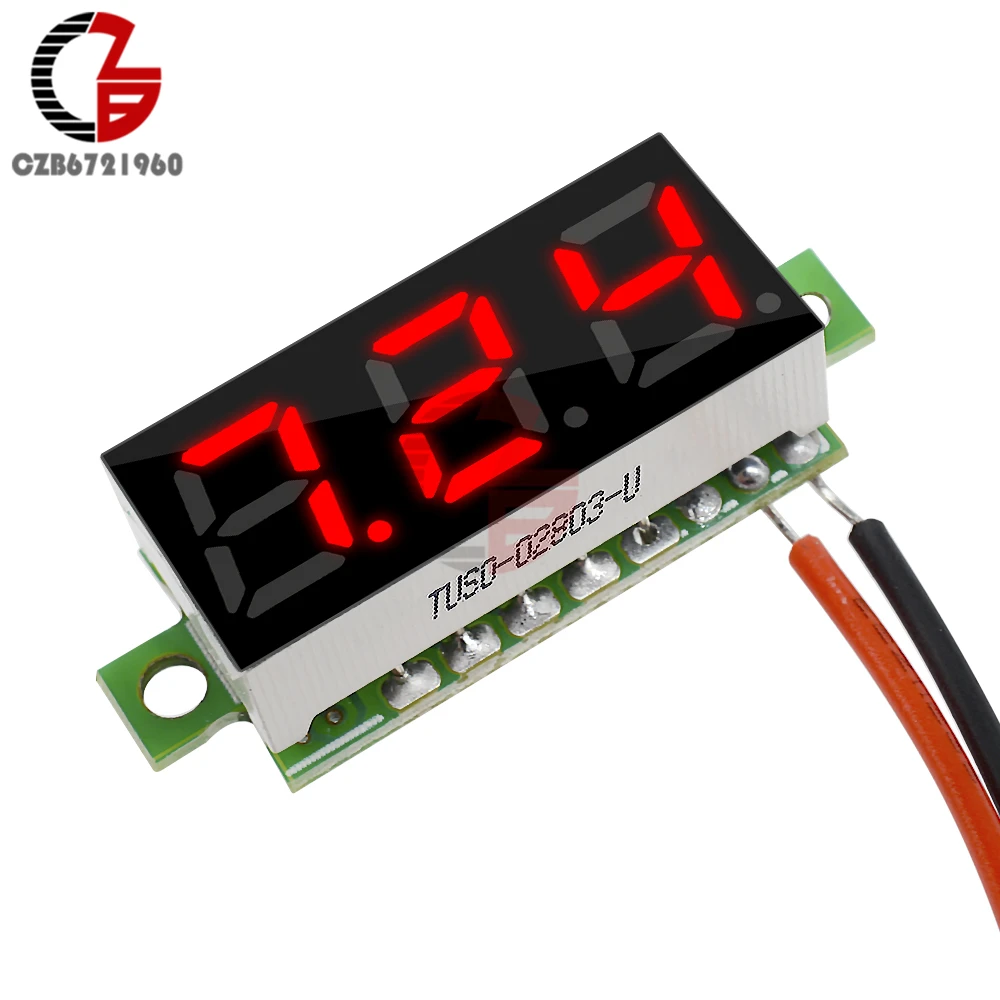 DC 2.5-30V 0.28 inch Mini LED Digital Voltmeter Voltage Meter Panel 2 Wire Car Motocycle Electric Bicycle Volt Tester 5V 12V 24V