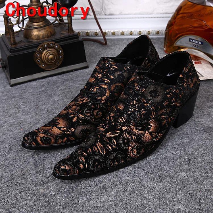 Choudory zapatillas hombre mens italian leather shoes velvet loafers men wedding shoes vintage style high heels oxfords