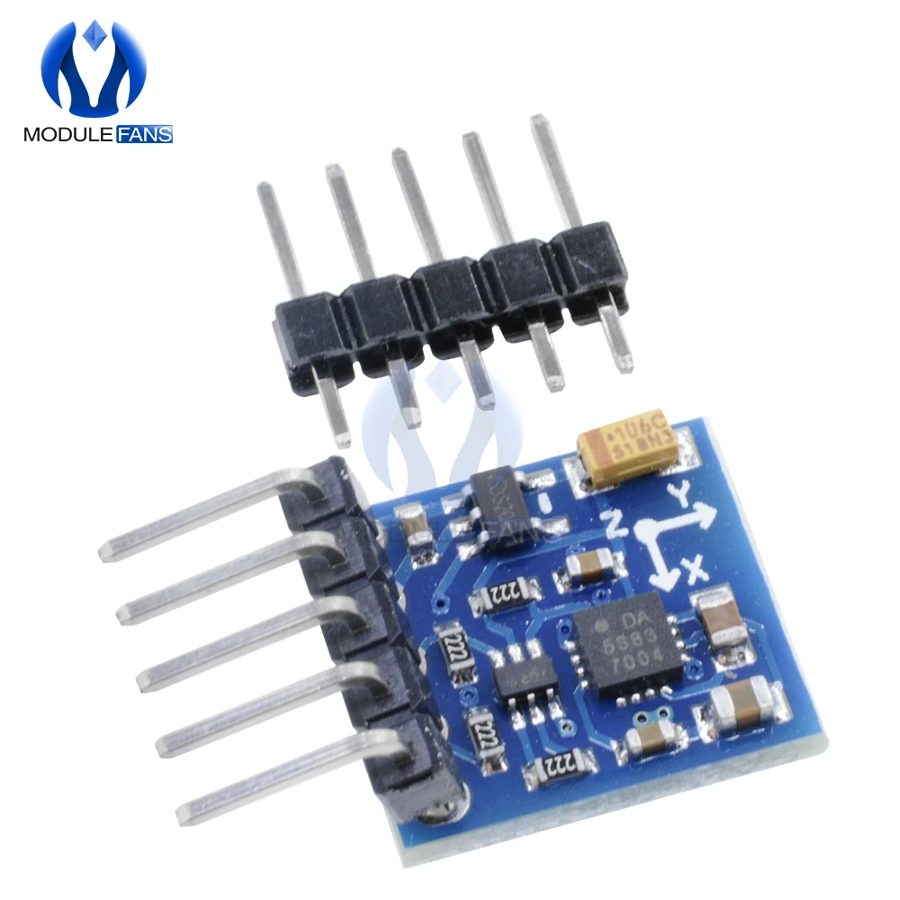 GY-271 HMC5883L Módulo de sensor magnetómetro de brújula de campo magnético de tres ejes y 3 triples para placa Arduino IIC 3V-5V