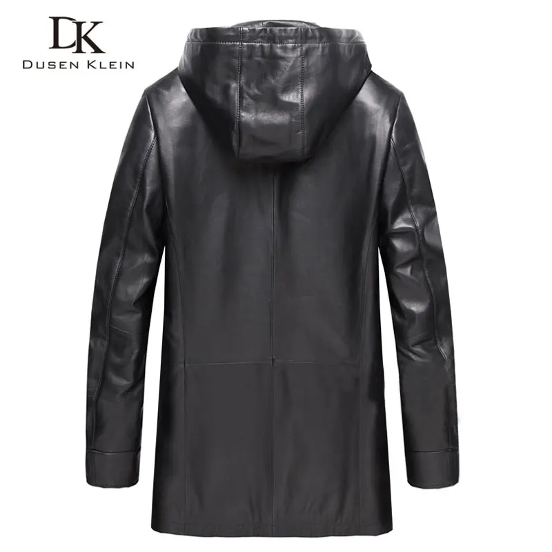 Men Genuine Leather Jacket Hooded Leather Jackets 8XL Big Size Casual Real Sheepskin Jacket 9028