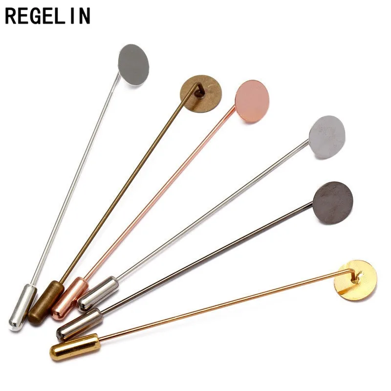 REGELIN Brooche Base Jewelry Making Findings 10pcs/lot 65mm 93mm Round Cap Ball Pin Brooch For DIY Women Men Brooches Pins