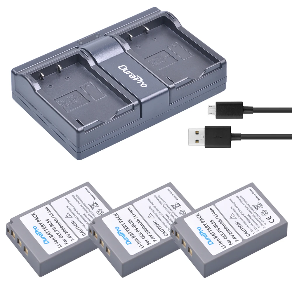 

DuraPro 3pc PS BLS-5 BLS5 PS-BLS5 Battery +Dual USB Charger For OLYMPUS E450 E600 E620 EP1 EP2 EP3 EPL1 EPL2 EPL3 EPM2 EPL5 EPL6