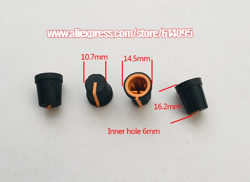 4pcs 0 degree orange rubber soft rubber half shaft semicircular D hole knob cap for disc player equalizer mixer DJ player