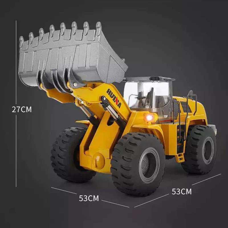 HUINA 583 1/14 22Ch Rc Truck Bulldozer Alloy Car Model Caterpillar Tractor Engineering Vehicle Hydraulic Car Toys for Boys Kids