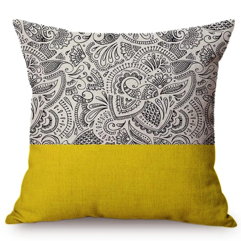 2022 Promotion Rushed Bohemian Cushion Cover Paisley Pillowcase Geometric Sofa Home Decorative Throw Pillow Cover Yellow Black