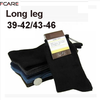 Fcare 10PCS=5 pairs men dress socks black gray long leg socks 39 to 42, 43 to 46 plus size sokken calcetines hombre meias