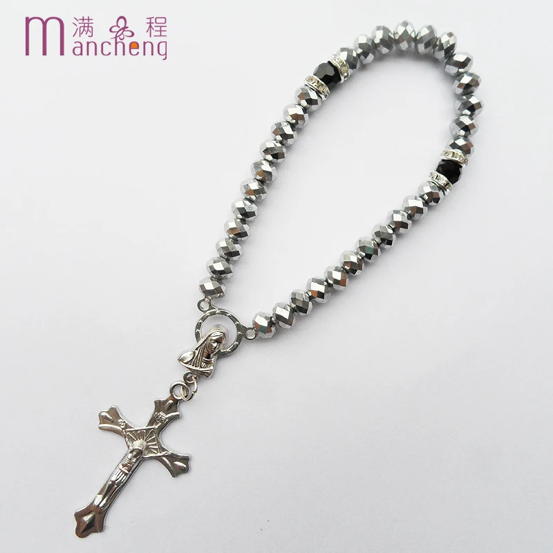 official-website tiki 33bead Catholic Christ Virgin Jesus Cross Bracelet Christian Rosary Tasbih Prayer Crystal браслет