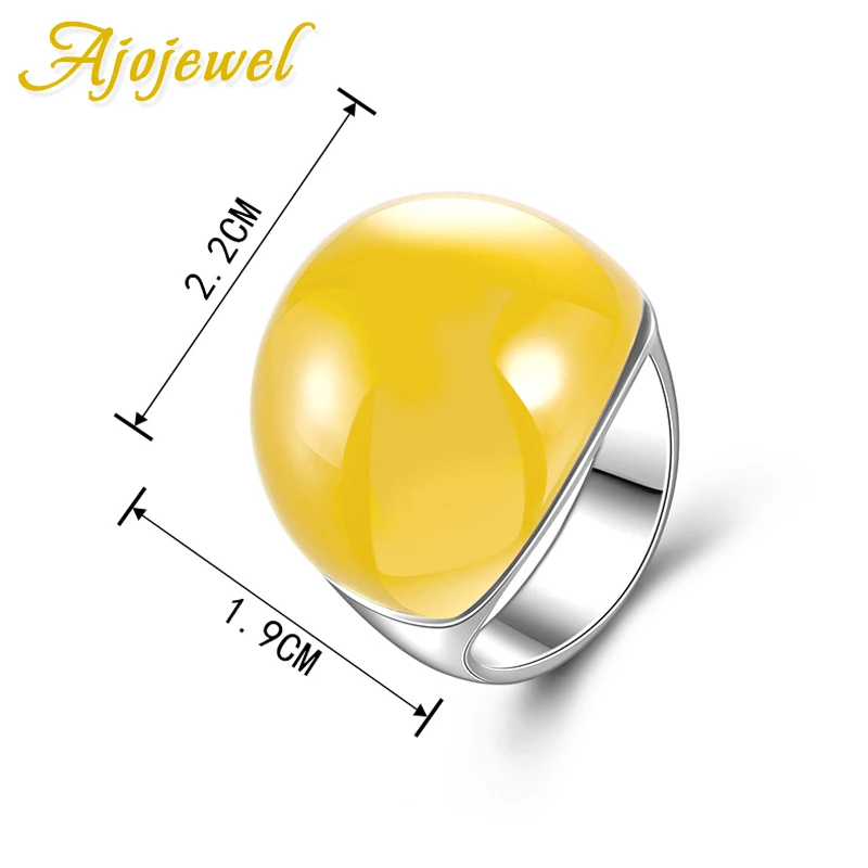 Ajojewel Big Yellow Semi-Precious Stone Rings For Men and Women Brand Fashion Meus Pedidos Jewelry