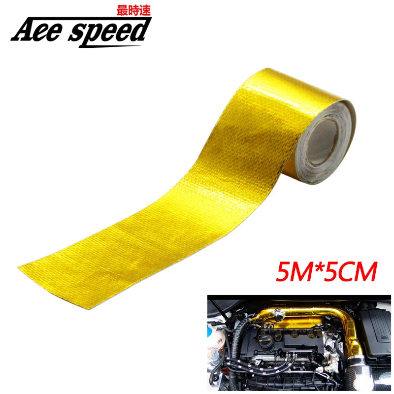 

2 Inch * 5M Reflect A Gold Thermal Tape Intake Wrap Reflective Heat Barrier Self Adhesive Engine Heat Protection Resistant