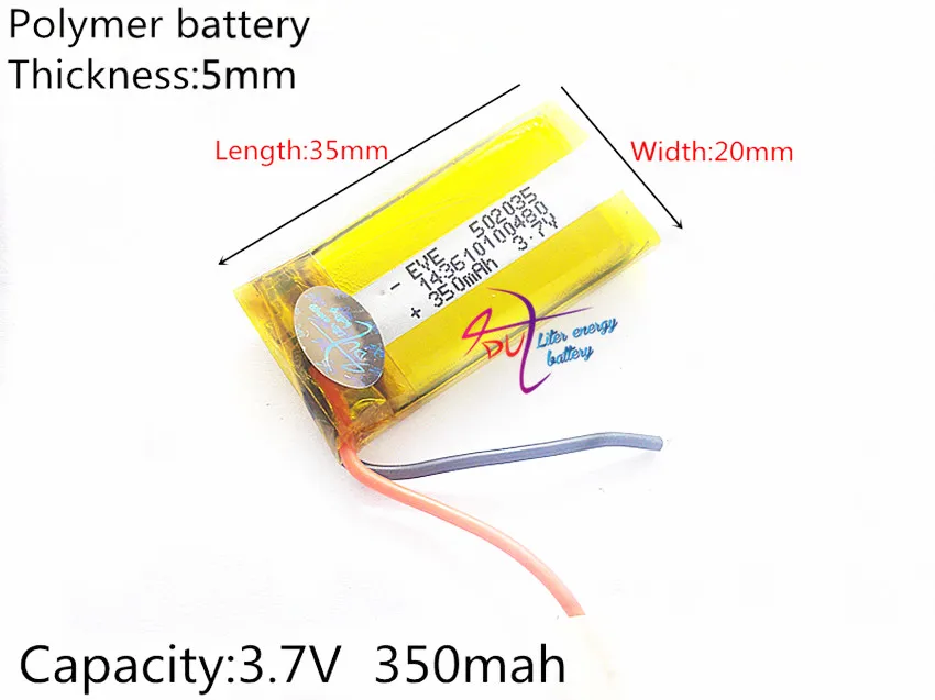 502035 3.7V 350MAH IRiver N10 Bluetooth voice recorder battery 3.7V lithium polymer battery walkie-talkie batteries