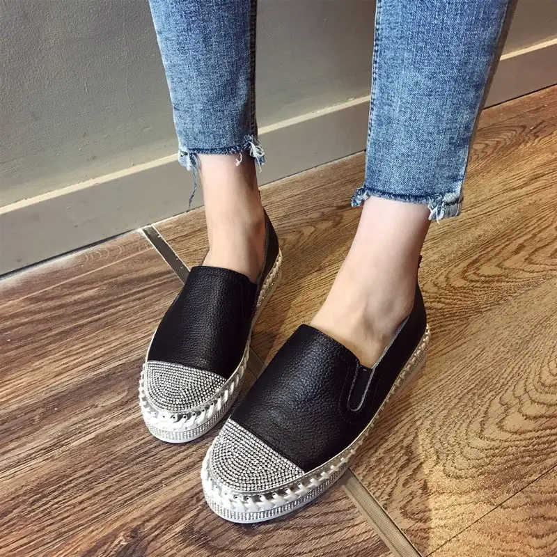 European Famous Brand Patchwork Espadrilles Shoes Woman Genuine Leather Creepers Flats Ladies Loafers White Leather Moccasins