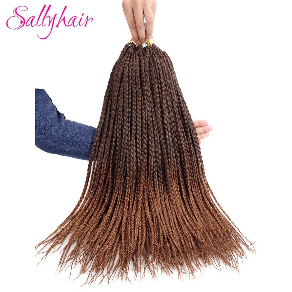 

Sallyhair 18 дюймов, косички для наращивания волос, коричневые синтетические волосы для плетения, низкотемпературное волокно