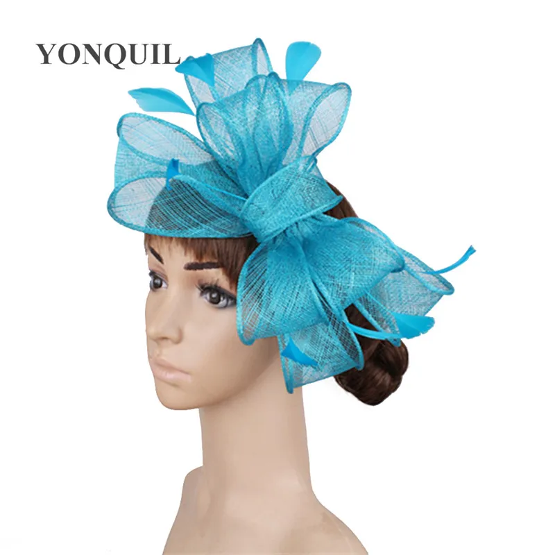 Champagner Sinamay Fascinator Hüte mit Haarspange Cocktailhut Braut Haarschmuck Elegante Damen Kirchenkopfschmuck – Detail 8