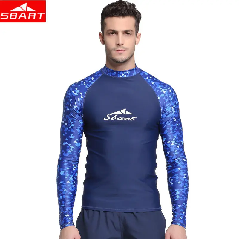 SBART Mens Top Wetsuits Lycra Quick Drying Swim Surf Dive Swimsuit T-shirt Long Sleeve Anti-UV Diving Snorkeling Bathing Suits