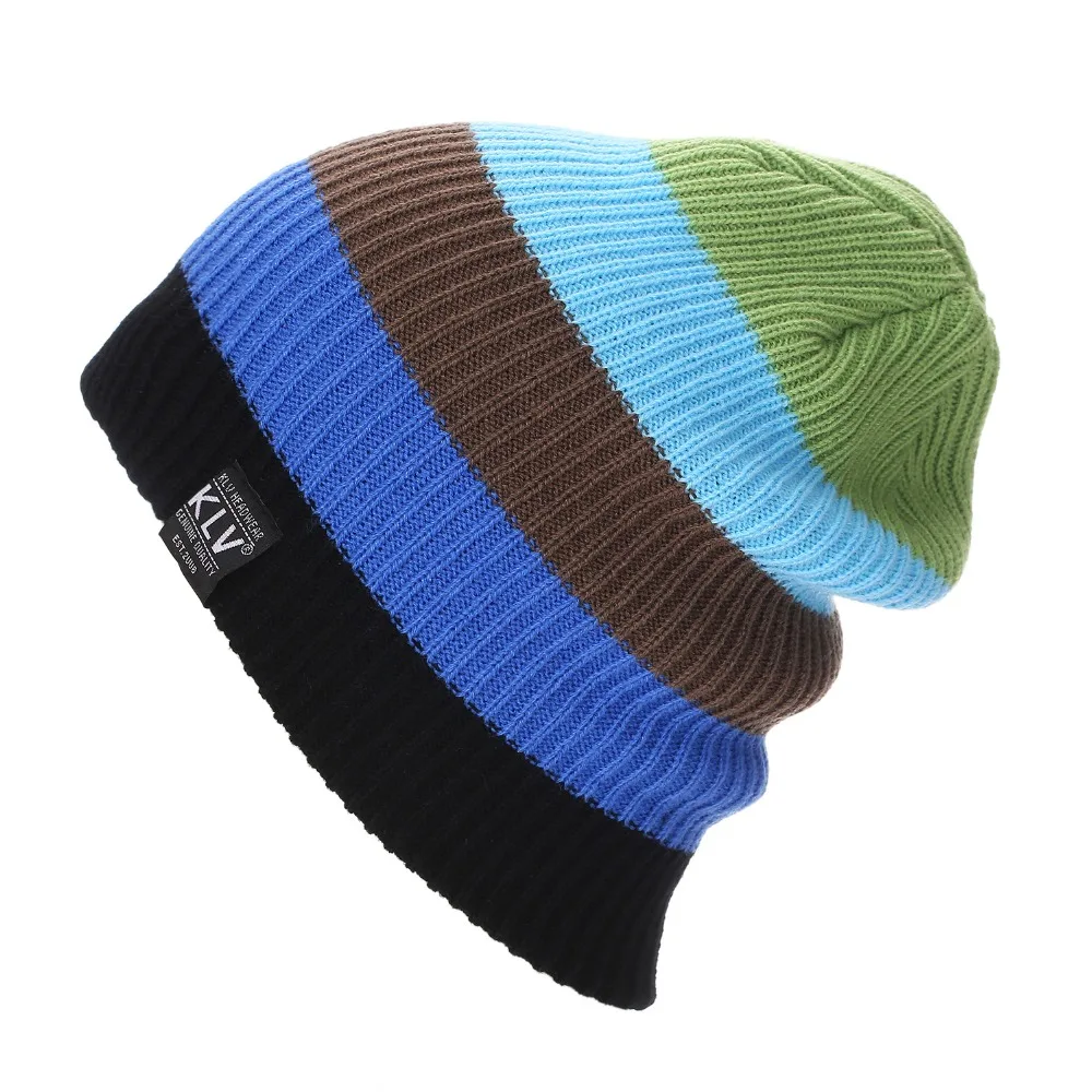 2016 KLV Brand Bonnet Beanies Knitted Winter Caps Skullies Winter Hats For Women  Outdoor Ski Sports rainbow Beanie Gorras